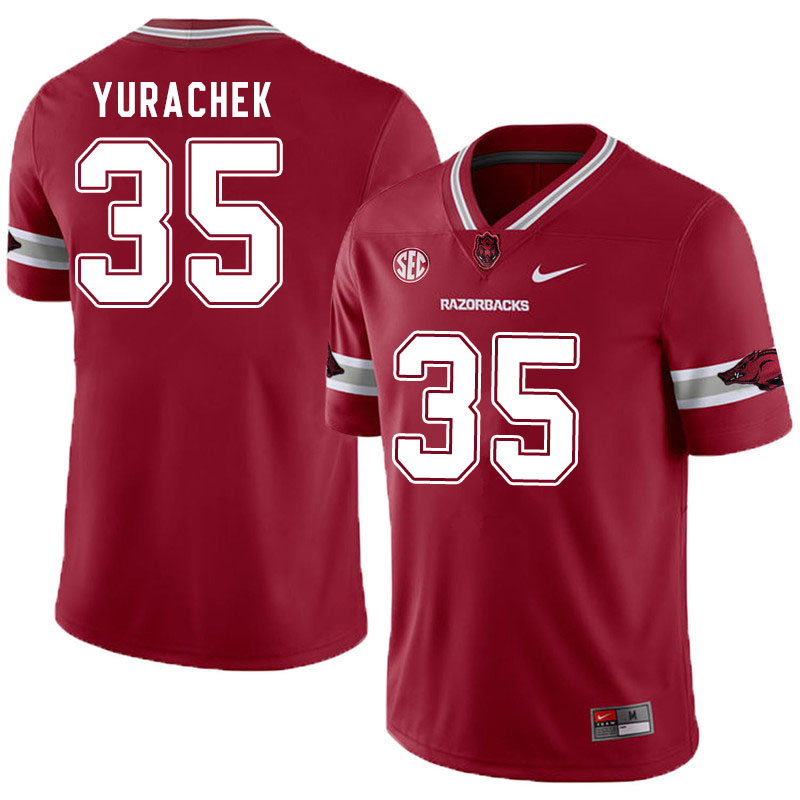 Men #35 Jake Yurachek Arkansas Razorbacks College Football Jerseys Sale-Alternate Cardinal
